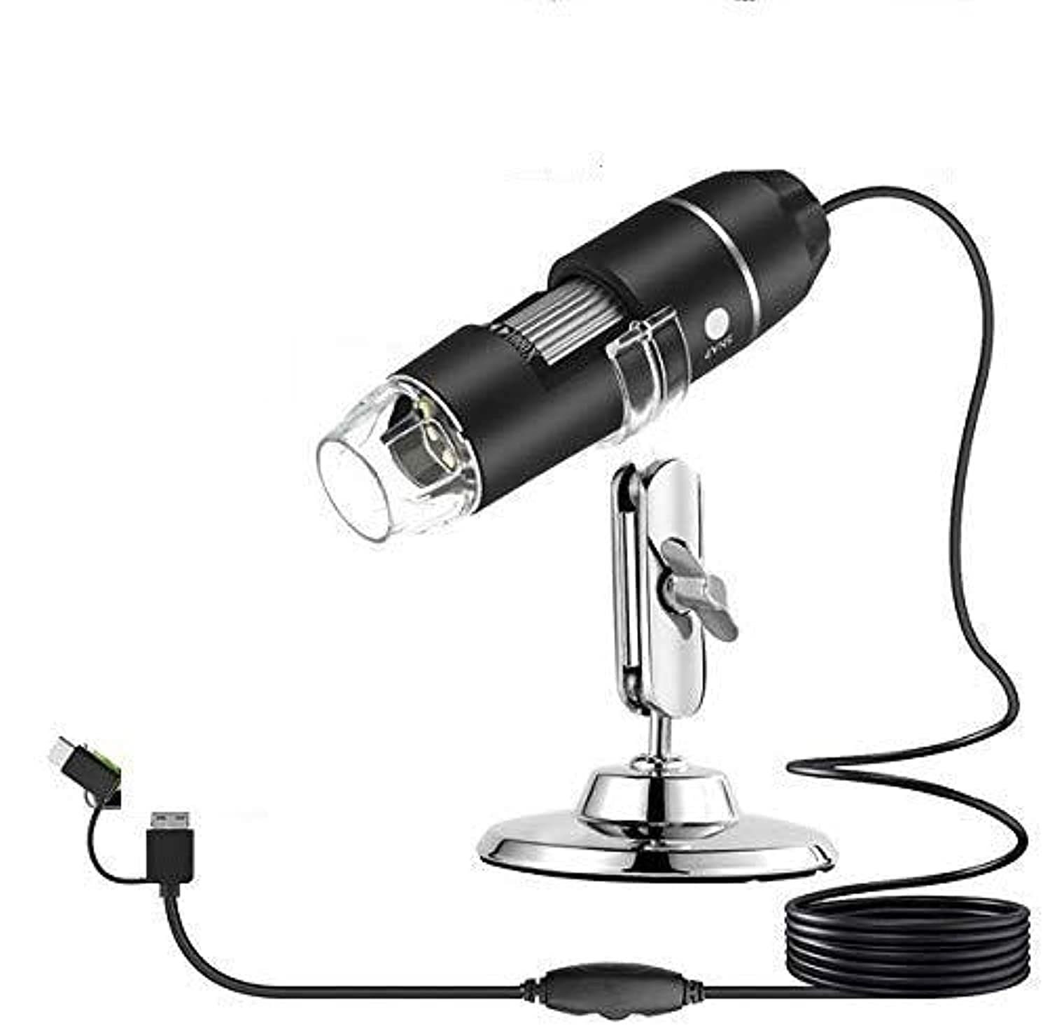 HD 1920x1080P 3 in 1 50 to 1000x Magnification USB Digital Microscope, Endoscope with 2.0MP Camera 8 LEDs Stand Holder for Android Phone Tablet, Windows and MacBook OS Computer (Black)-image-38