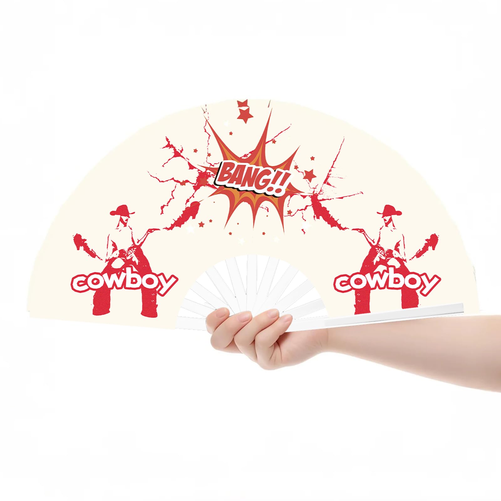 Cowboy Fans for Line Dancing, Hand Fan Foldable,Hand Fans for Women Foldable, Clack Fan, Western Large Festival Folding Fans, 26in