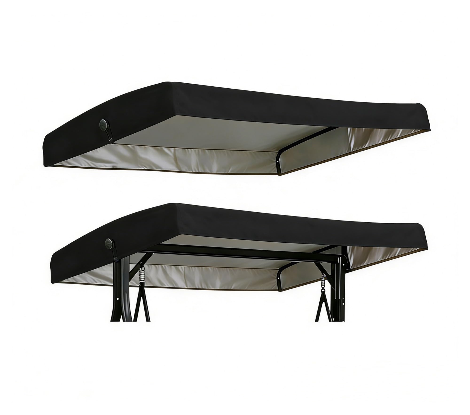 WFXXZL Porch Swing Canopy Top Cover, 75x47x7/9 Swing Canopy Replacement Cover, Waterproof Windproof Sunshade(Black)