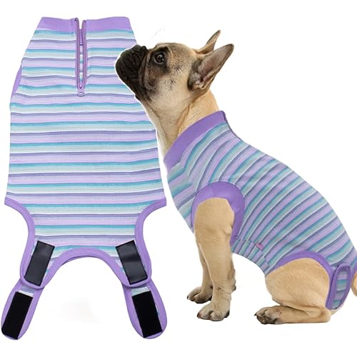 Wabdhally Dog Surgery Recovery Suit,Surgical Recovery Female Spay Suit for Medium Dogs Cats,Surgery Recovery Multi Purple Onesie M