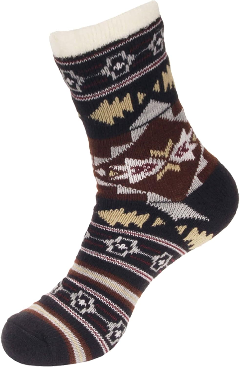 BambooMN Men's Cabin Double Layer Thick Soft Warm Fuzzy Comfy Home Socks, 1 Pair