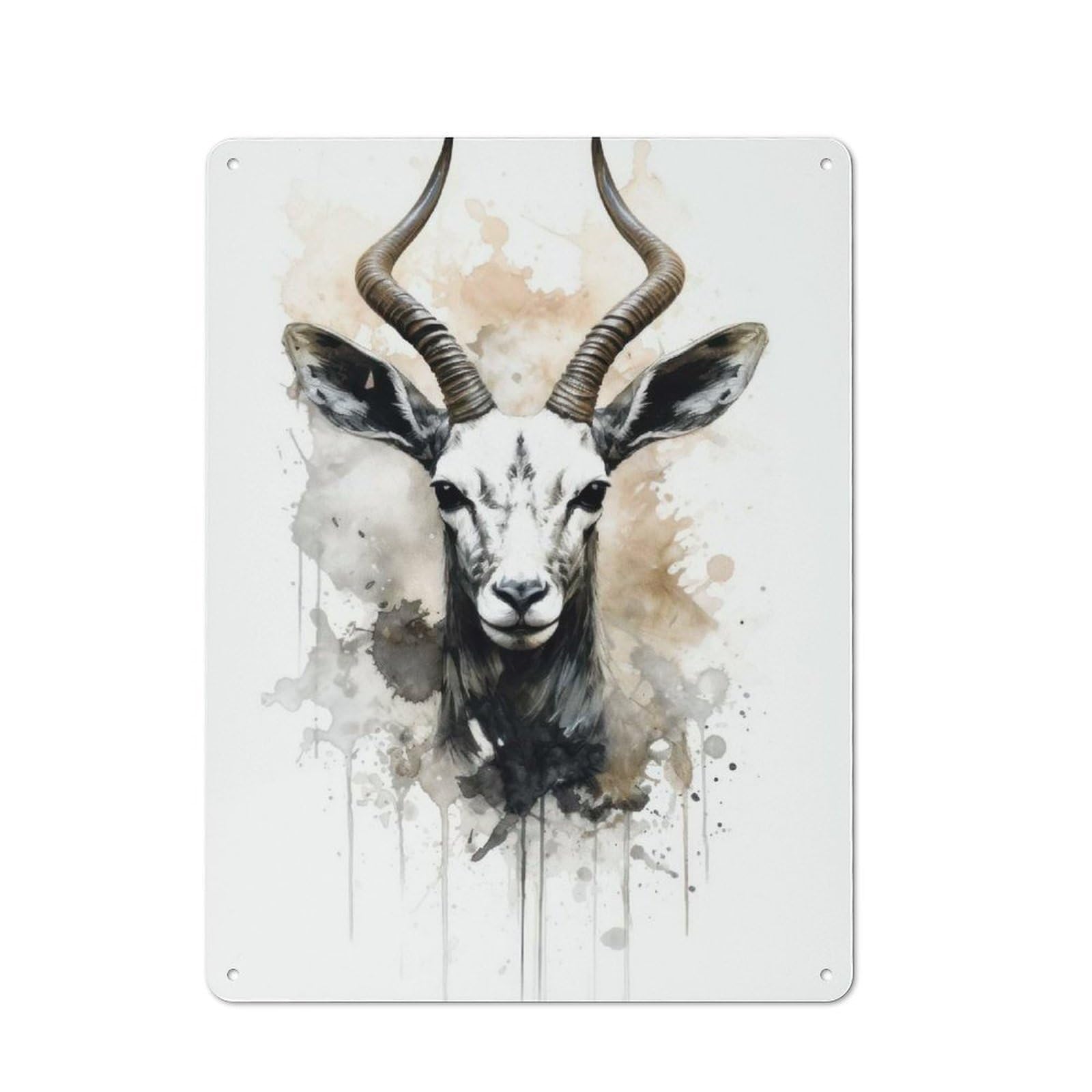 Junmoney Gazelle Beauty Watercolor Rustic Metal Sign 40X30cm For Kitchen Or Home Bar, Gift For Kitchen Decor Lovers During The Christmas Season