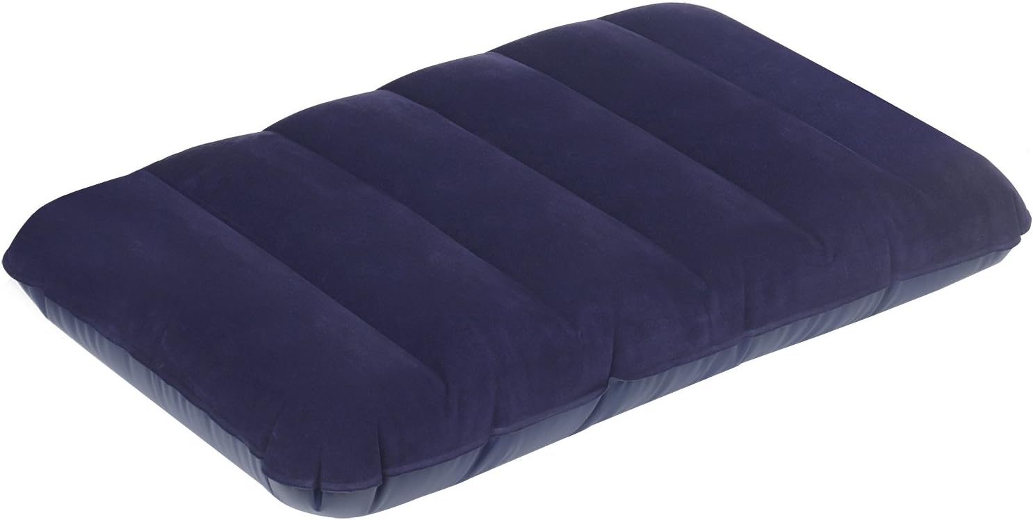 TRIXES Large Navy Blue Inflatable Pillow - Blow up Cushion for Travel and Camping - Soft and Comfortable