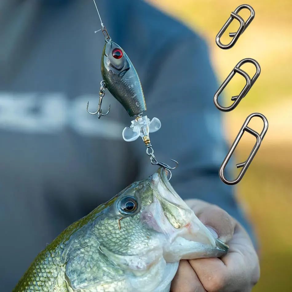 Set de 90 mosquetones ovalados de acero inoxidable para pesca miniatura 7