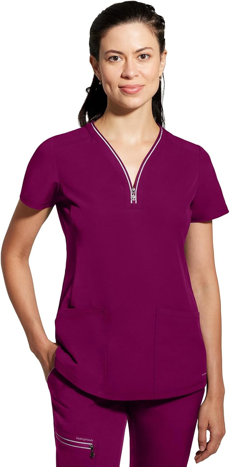 Healing Hands Scrub Top for Women Sonia Top with 3 Pockets Moisture Wicking, 360° Stretch & Recycled Fibers - 2274