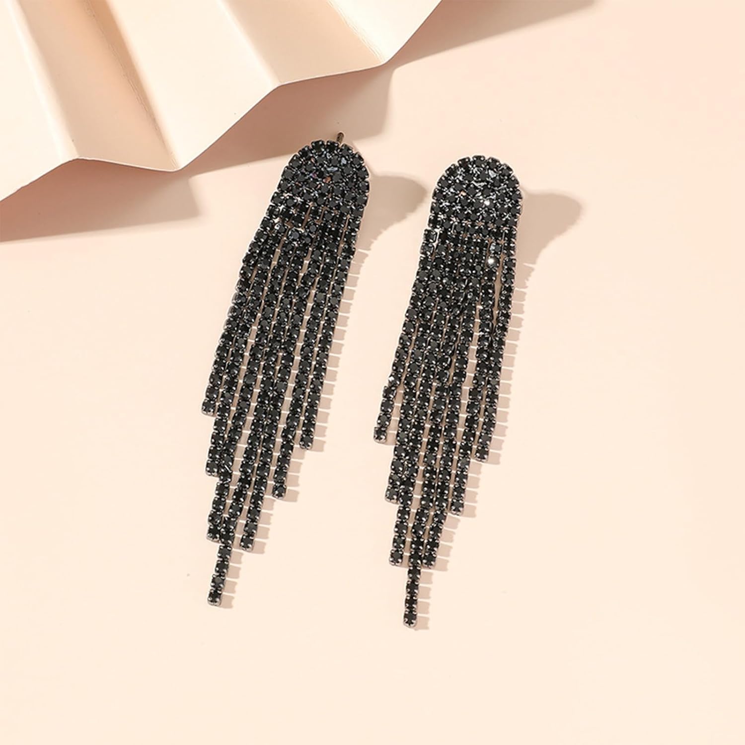 Rhinestone Tassel Earrings for Women Sparkly Long Chandelier Dangle Earrings 2025 Trendy Wedding Party Prom Dress Outfit Bling Jewelry Gifts - Image 5