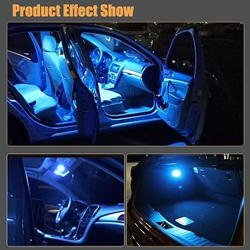 YM E-Bright Led Dome Panel Light Bulb,led interior lights for trucks,Super Ice Blue COB 24-SMD Auto Car Dome map Reading Roof Ceiling With BA9S T10 Festoon Adapter DC-12V Pack of 4