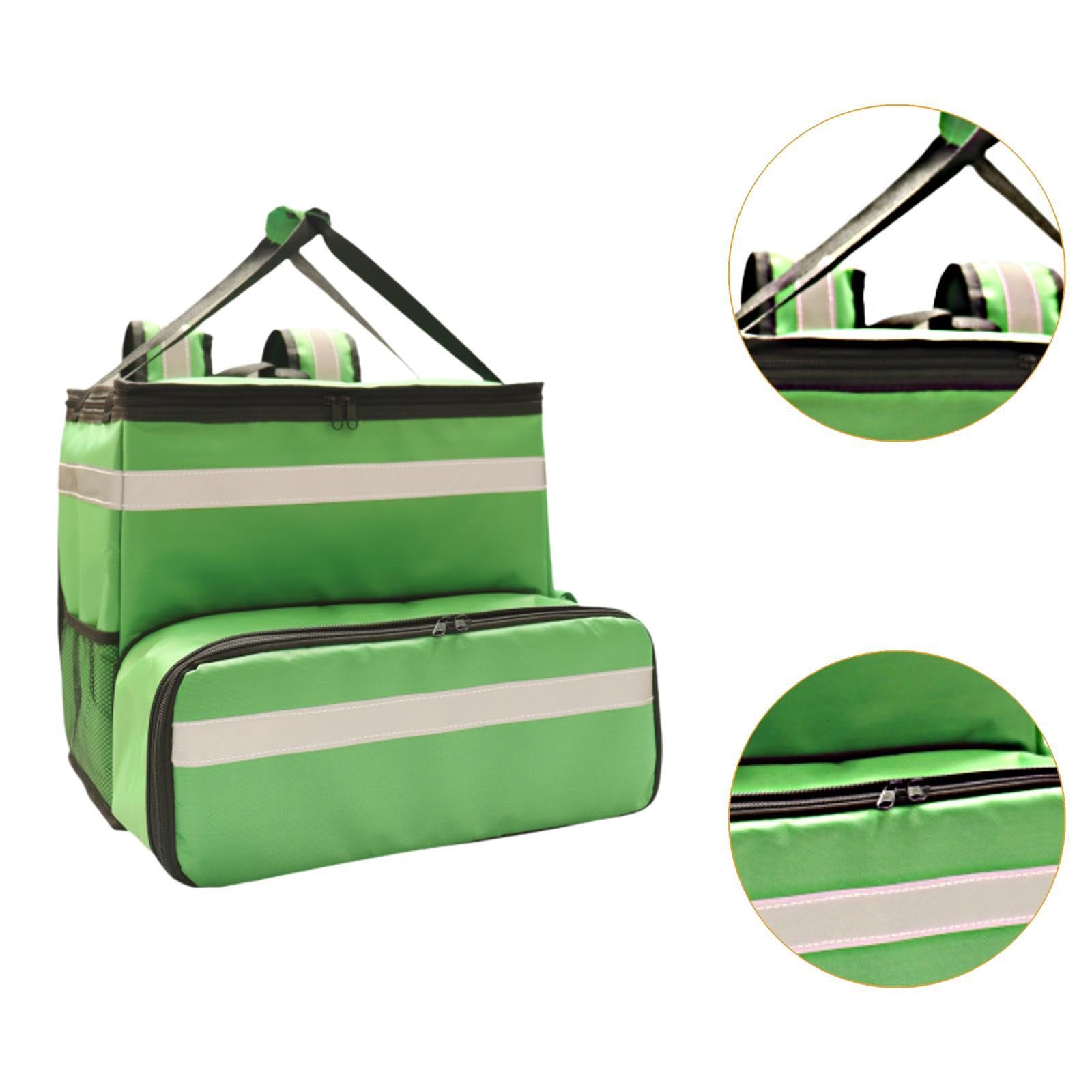 Mochila térmica para Entrega de Alimentos, Calentador de Alimentos con 2 Bolsillos de Malla para Bicicleta, Bolsa Extra Grande para Entrega de Pizza.