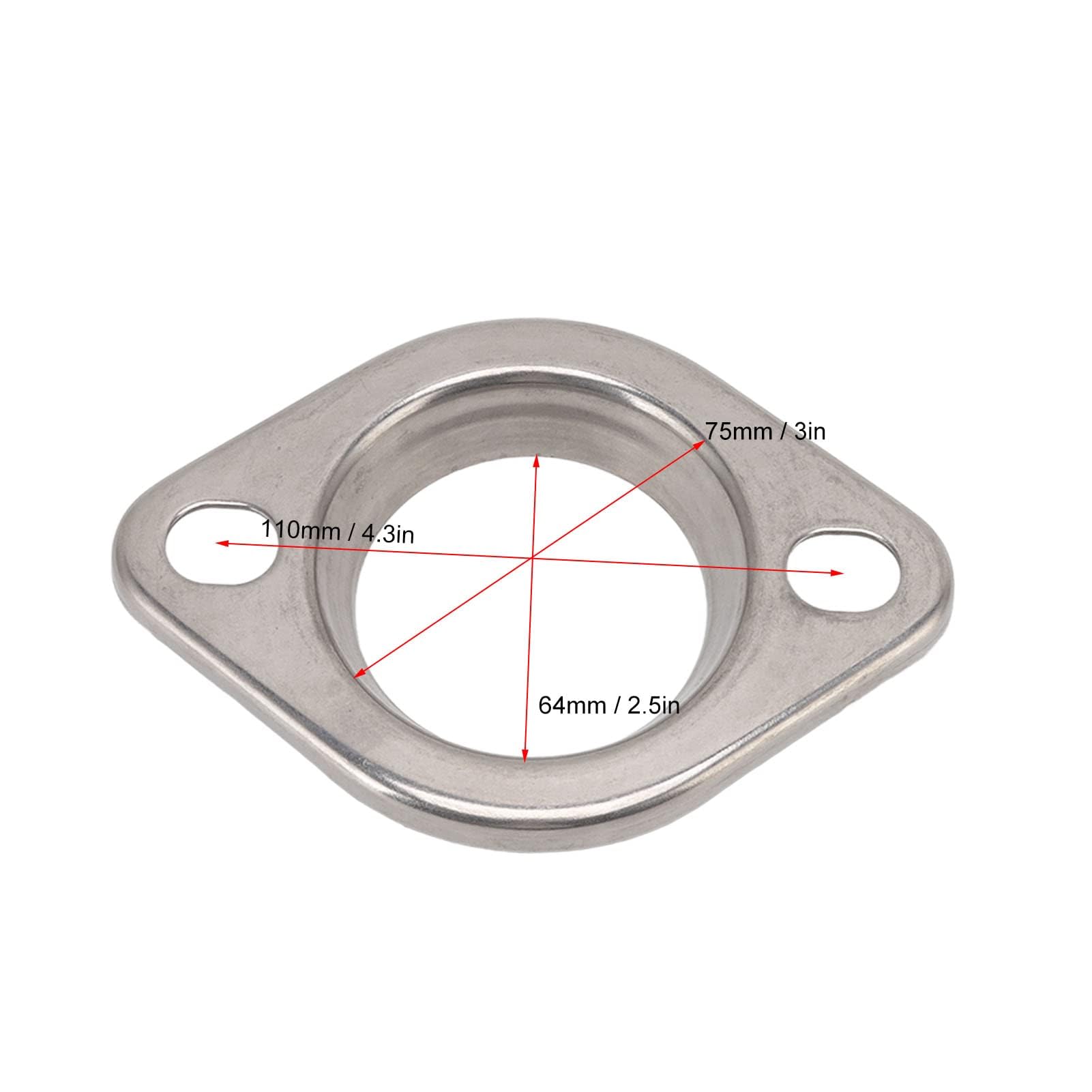 Ejoyous Brida de Escape de 2,5 Pulgadas, Kit de Conexión de Brida de Escape de 2 Pernos Universal de Acero Inoxidable para Cabezal Catback de Bajante de Escape