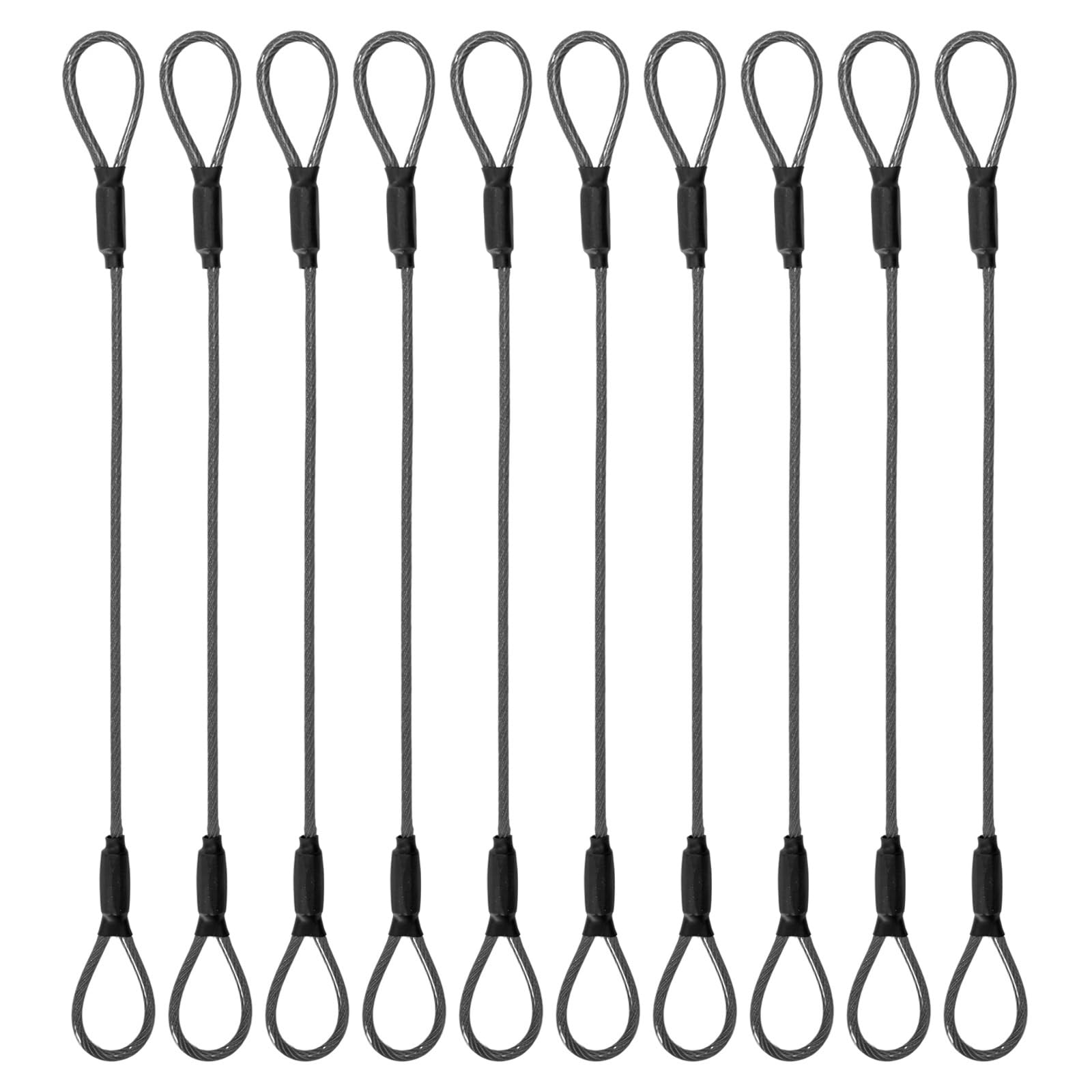 Câble de sécurité acier noir 30 cm avec boucle, longe métallique courte anti vol pour bagage