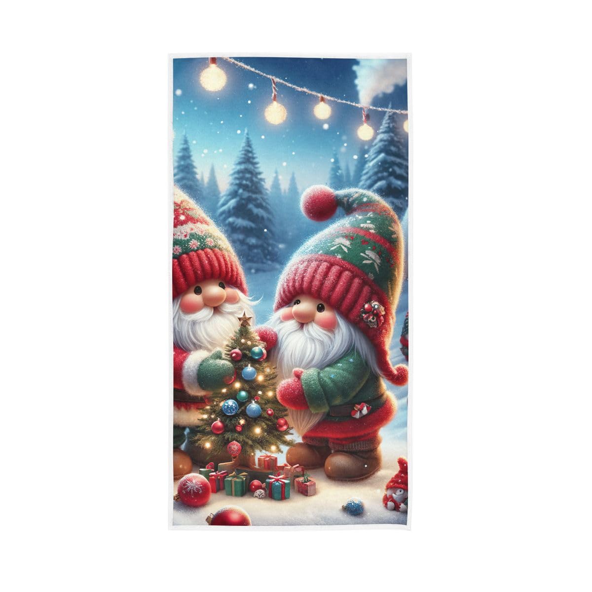 HUYGD Cute Christmas Gnomes Hand Towels, 15 x 30 Inches, Soft Highly Absorbent Towels for Bathroom Gym Hotel