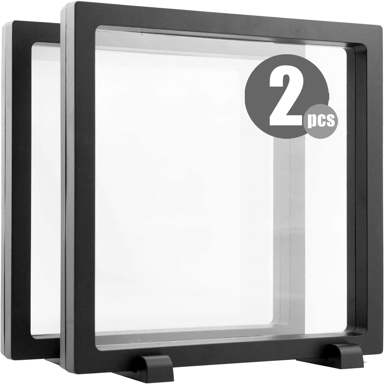 2 Pack Challenge Coin Display Case for Casino Chip, Insect, Arrowhead, Guitar Pick, Frame Stand Holder for Military Coin, AA Medallion, Stone, Picture, Dollar Bill, Specimen Box