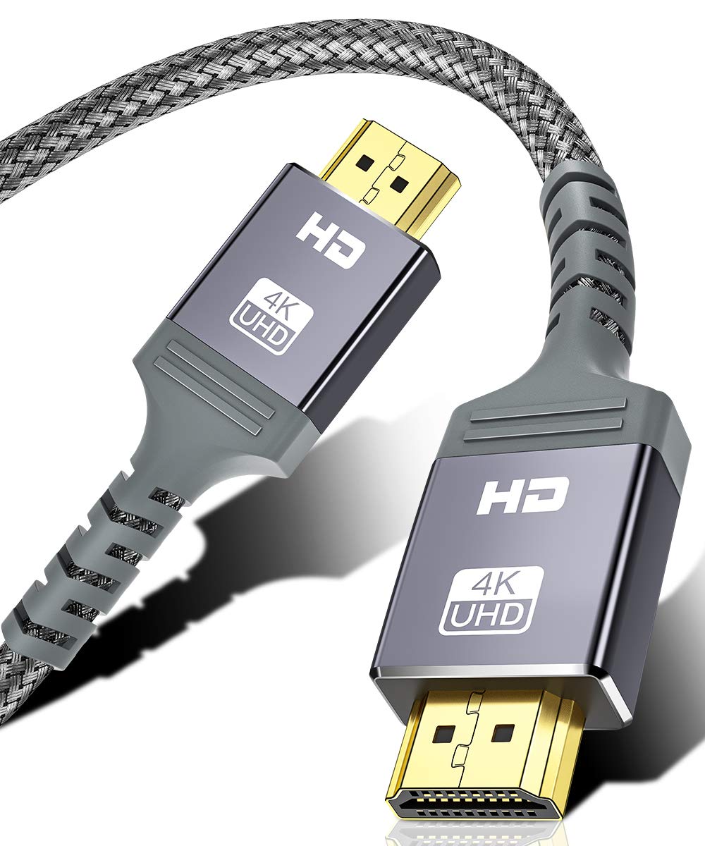 4K HDMI Cable 6 ft | High Speed, 4K @ 60Hz, Ultra HD, 2K, 1080P & ARC Compatible | for Laptop, Monitor, PS5, PS4, Xbox One, Fire TV, Apple TV & More（Grey）