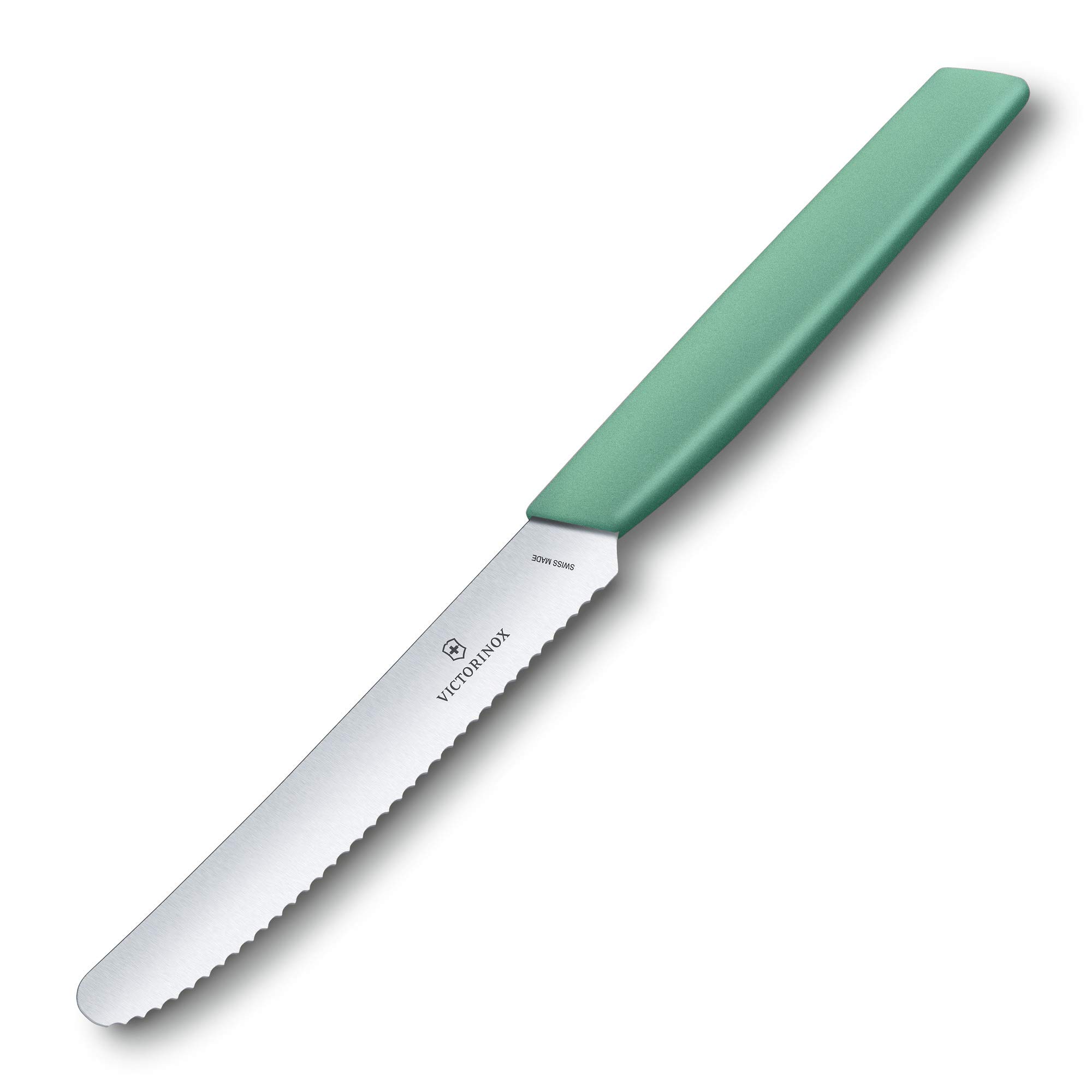 Victorinox Swiss Modern - Juego de cuchillos para verduras (2 piezas, hoja extra afilada, 11 cm, mango de plástico resistente, acero inoxidable, color verde menta)