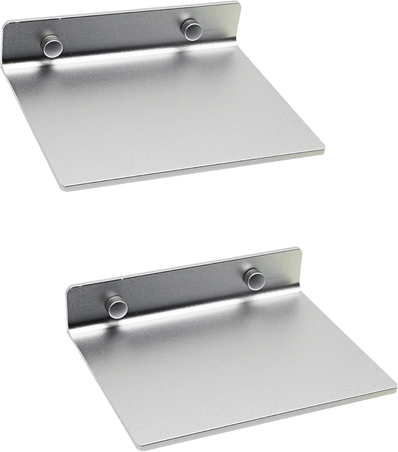 SinLoon 6 Inch Small Shelf in Flat Satin Aluminum Bathroom Shelf Wall Mount for Small Speaker Smartphone, Tablet, Toiletries Silver 2 Pack