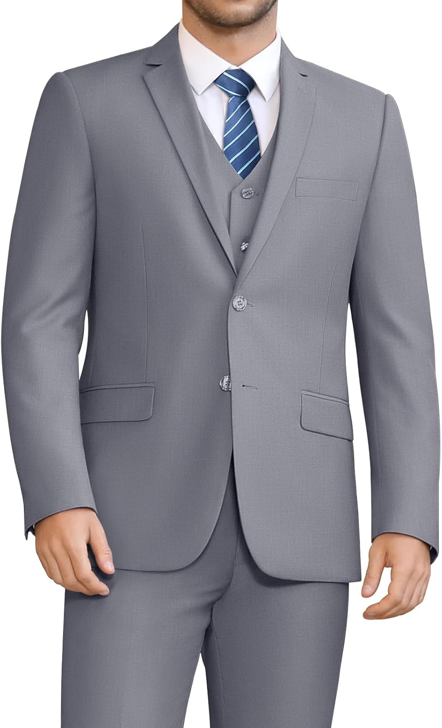 LUPURTY Slim Fit 3-Piece Suit Set - 2 Button Jacket Vest Pants