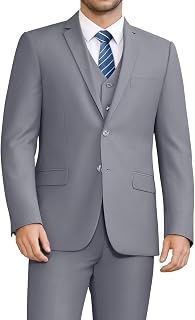 Men's Suits Slim Fit, 3 Piece Suits for Men, 2 Buttons Solid Jacket Vest Pants, Tuxedo Set for Business, Wedding