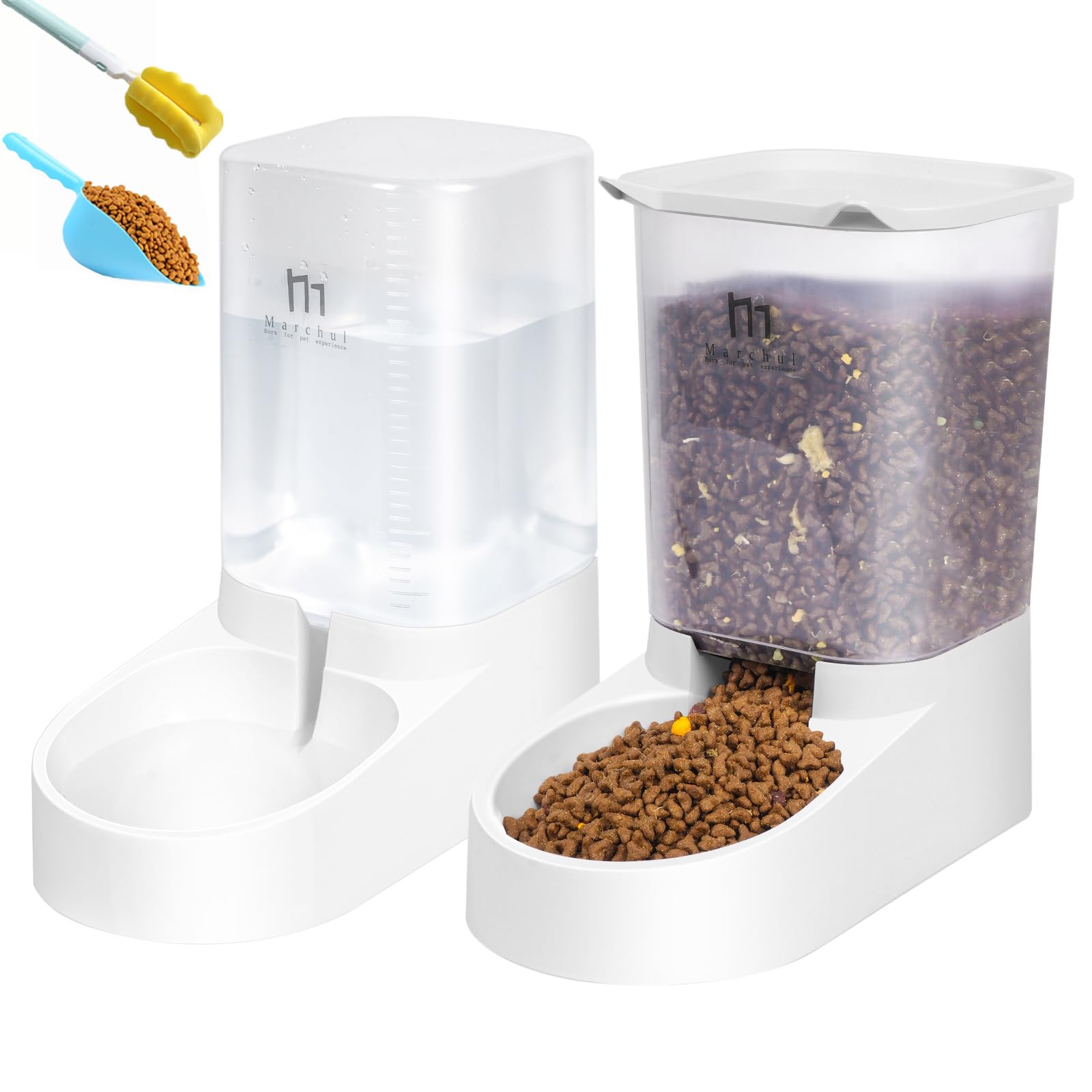 Distributeur Automatique Nourriture Et Eau Pour Chats/Chiens - Double Réservoir 2200ml+800ml, Sans Électricité, Anti-Fuite