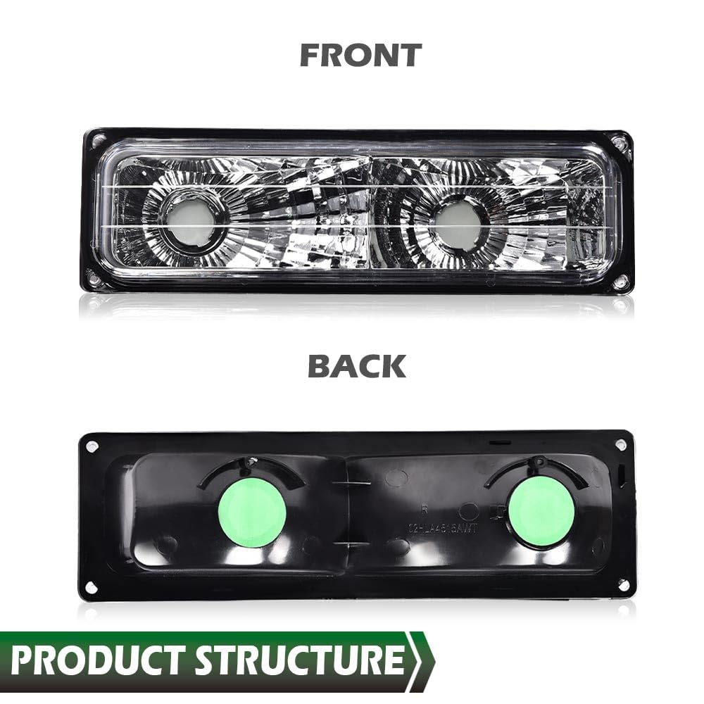 DNA MOTORING Faro LED DRL Estilo U + Señal De Parachoques + Juego De Lamparas De Esquina Compatible Con Chevy Ck1500 3500 88 93 Negroambar