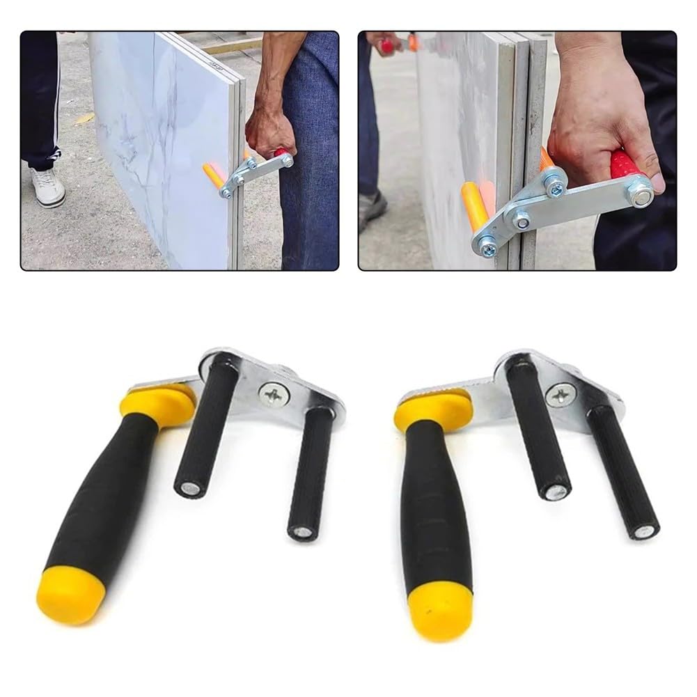 EasyByMall Supporti per cartongesso, strumenti di sollevamento per pannelli resistenti, capacità 115 kg, apertura 45 mm, manico antiscivolo per lastre di vetro in cartongesso, confezione da 2