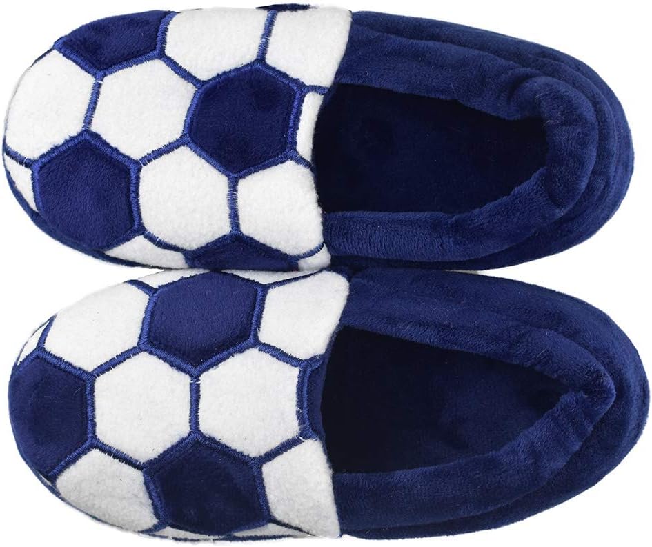 Little Kids Big Boys Warm Slippers with Soft Memory Foam Slip-on Indoor Football Slippers - Image 3