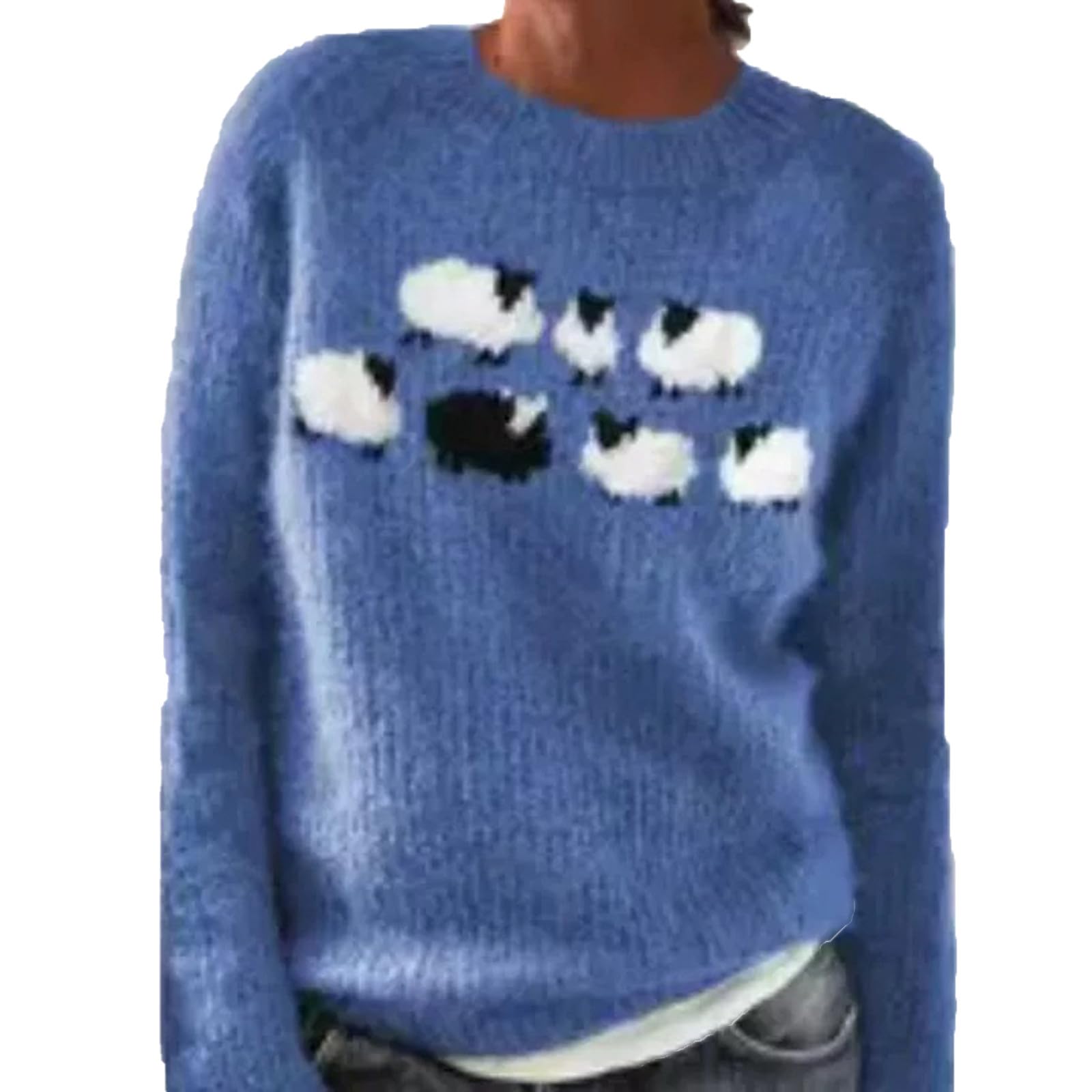 Womens Pullover Vintage Sweaters Fall Winter Casual Loose Long Sleeve Knitted Sweaters Tops Boat Neck Fall Winter Top