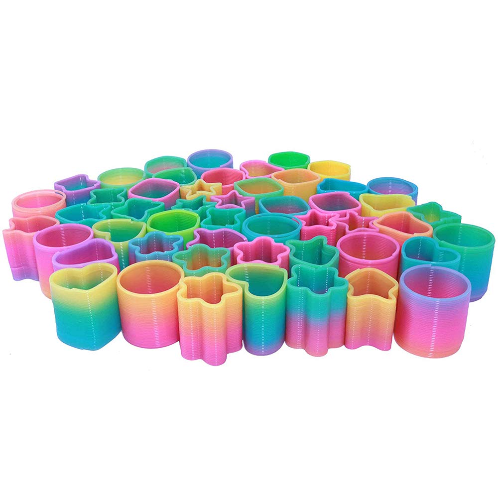 The Dreidel CompanyPlastic Coil Spring, Variety of Shapes and Colors, Goody Bag Fillers, Party Favor for Kids, 1.5" (50-Pack)