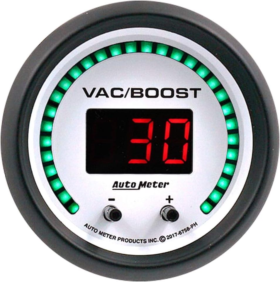 AutoMeter 6758-PH Gauge, Vac/Boost, 2 1/16", Two Channel, Selectable, Phantom Elite Digital