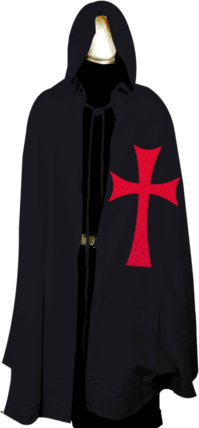 SUNLEXA Medieval Tunic Templar Knight Halloween Costume Hooded Cap Cloak Renaissance Surcoat Cosplay Costumes Size (S-6XL) - Image 3