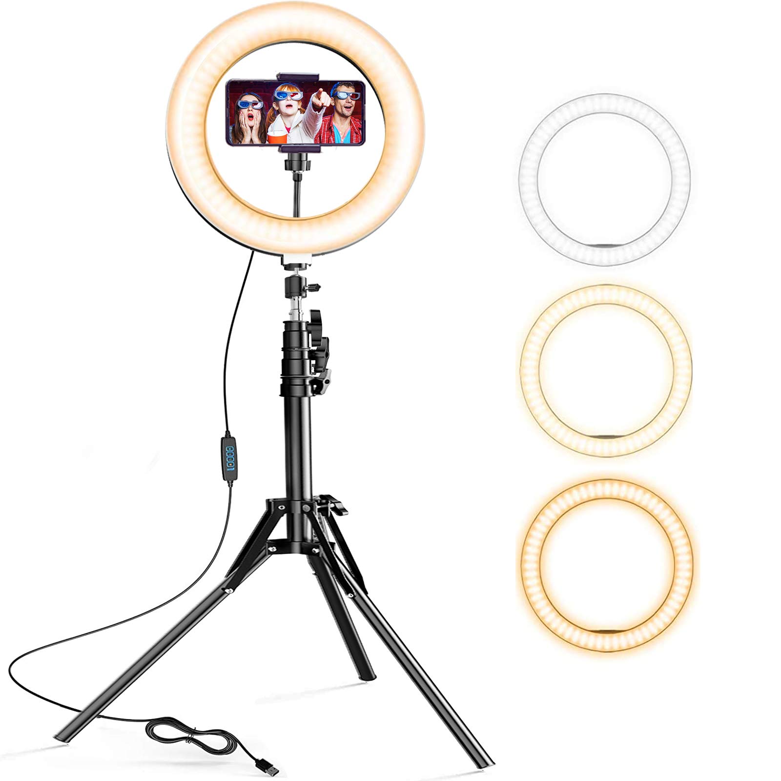 Ring Light with Stand and Phone Holder - JUSTSTONE Selfie Light with 61" Adjustable Tripod Stand for Live Stream/Makeup，Upgraded Dimmable LED Ringlight for Tiktok/YouTube/Zoom Meeting/Photography