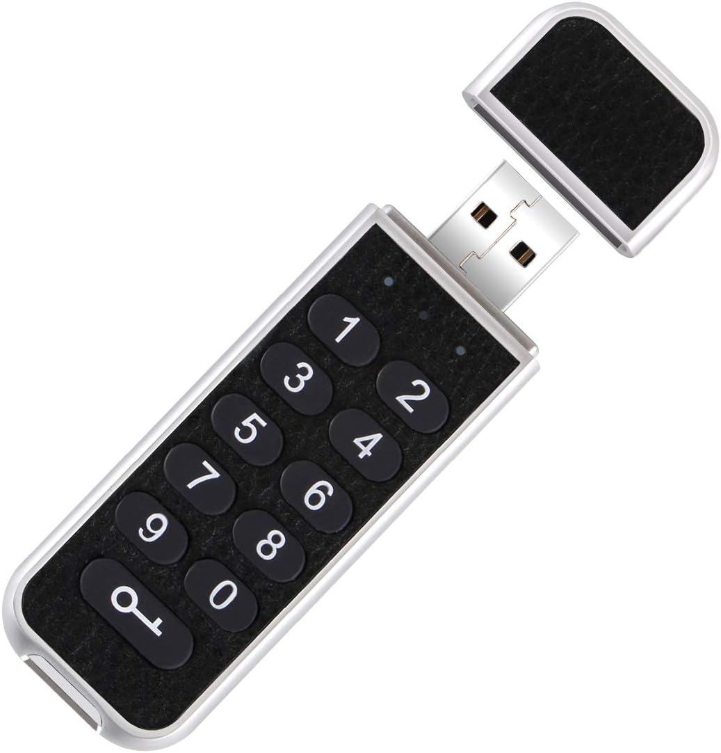 Encrypted USB Drive,DualAxon Password Protected Flash Drive Adopting Hardware Encryption Digital Keypad Metal Shell (32G)