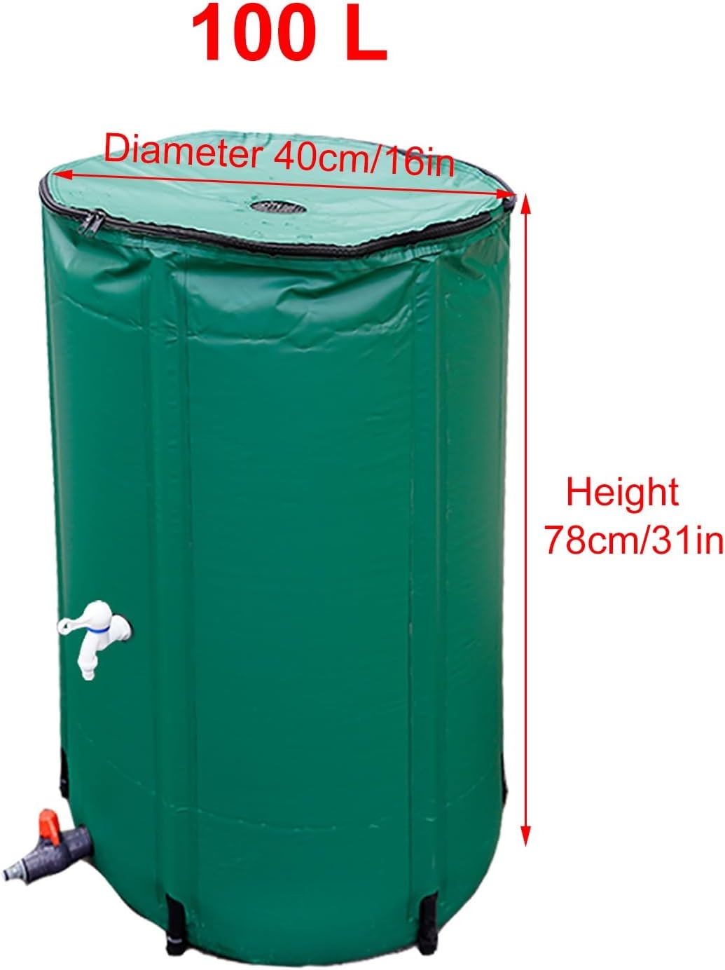 Collapsible Rain Catcher Barrel with Spigot - 40x78cm Water Storage Kit with Lid for Efficient Rainwater Collection - Eco-Friendly Garden Water Barrel