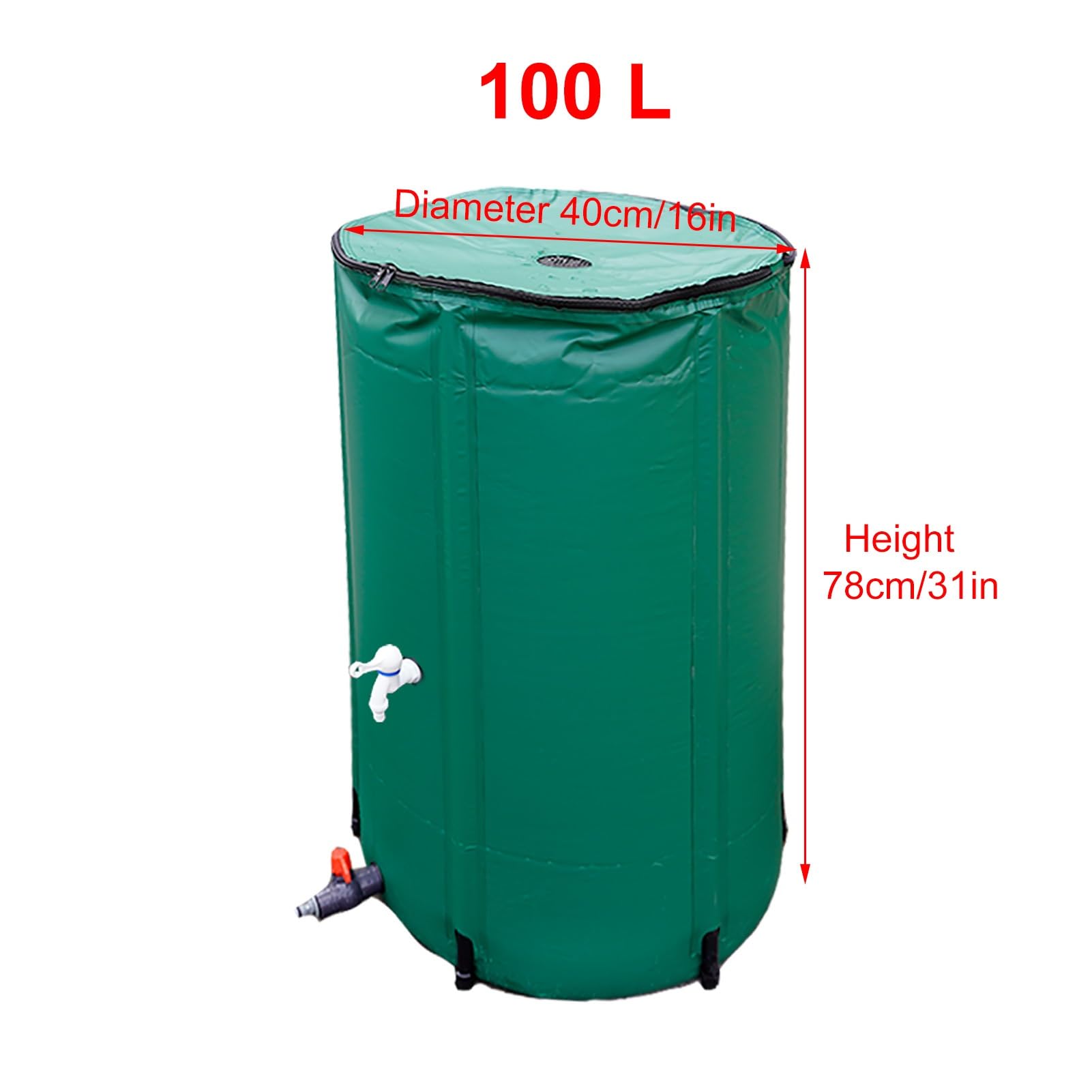 Kit per raccogliere la pioggia pieghevole con beccuccio, soluzione di stoccaggio dell'acqua 40 x 78 cm, per una raccolta efficiente dell'acqua piovana e giardinaggio ecologico