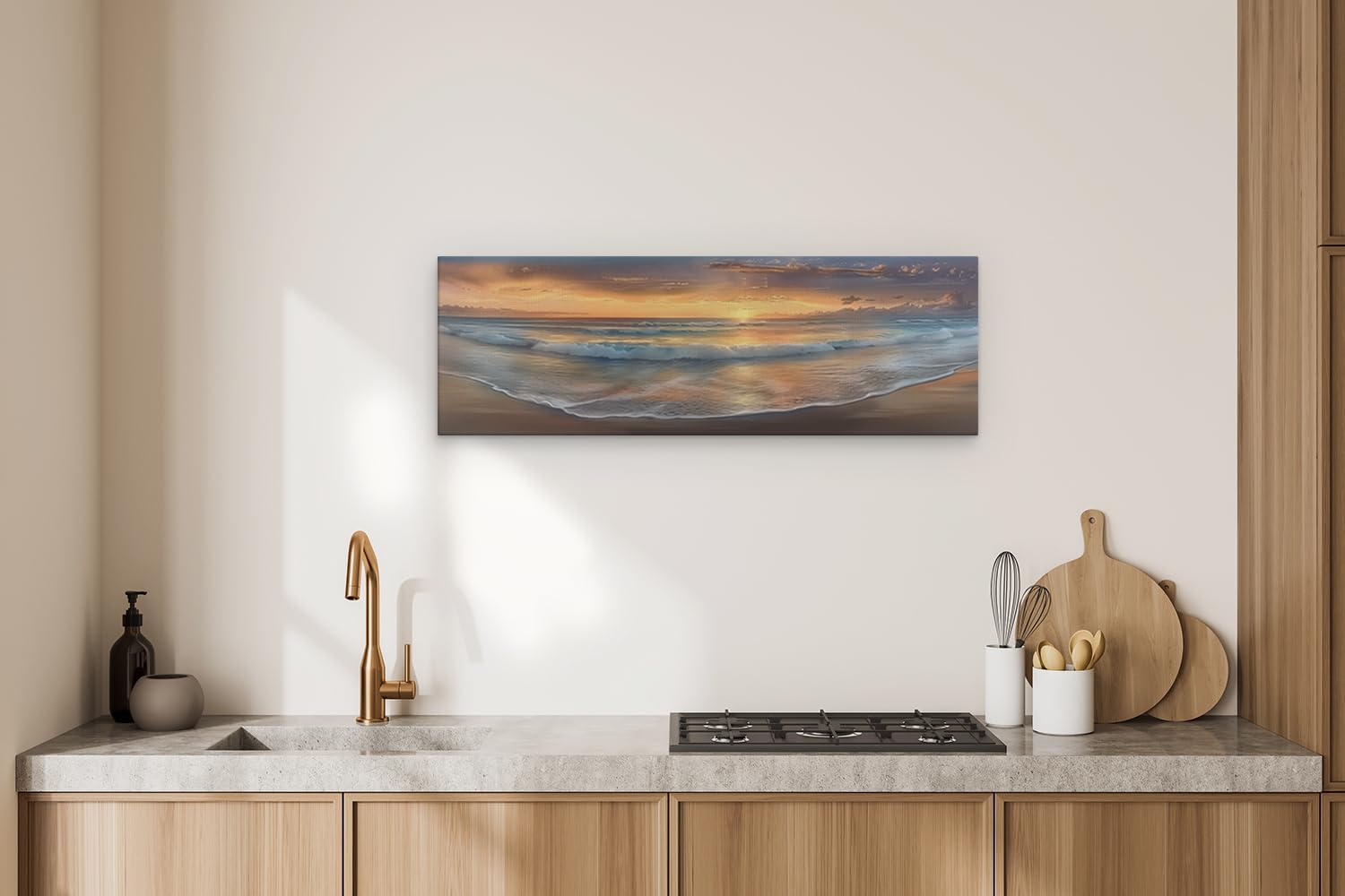 Artaza Leinwand Bilder Sonnenuntergang Meer - 90x30 cm - Wanddeko Strand - Wandbilder Ozean - Deko Wohnzimmer