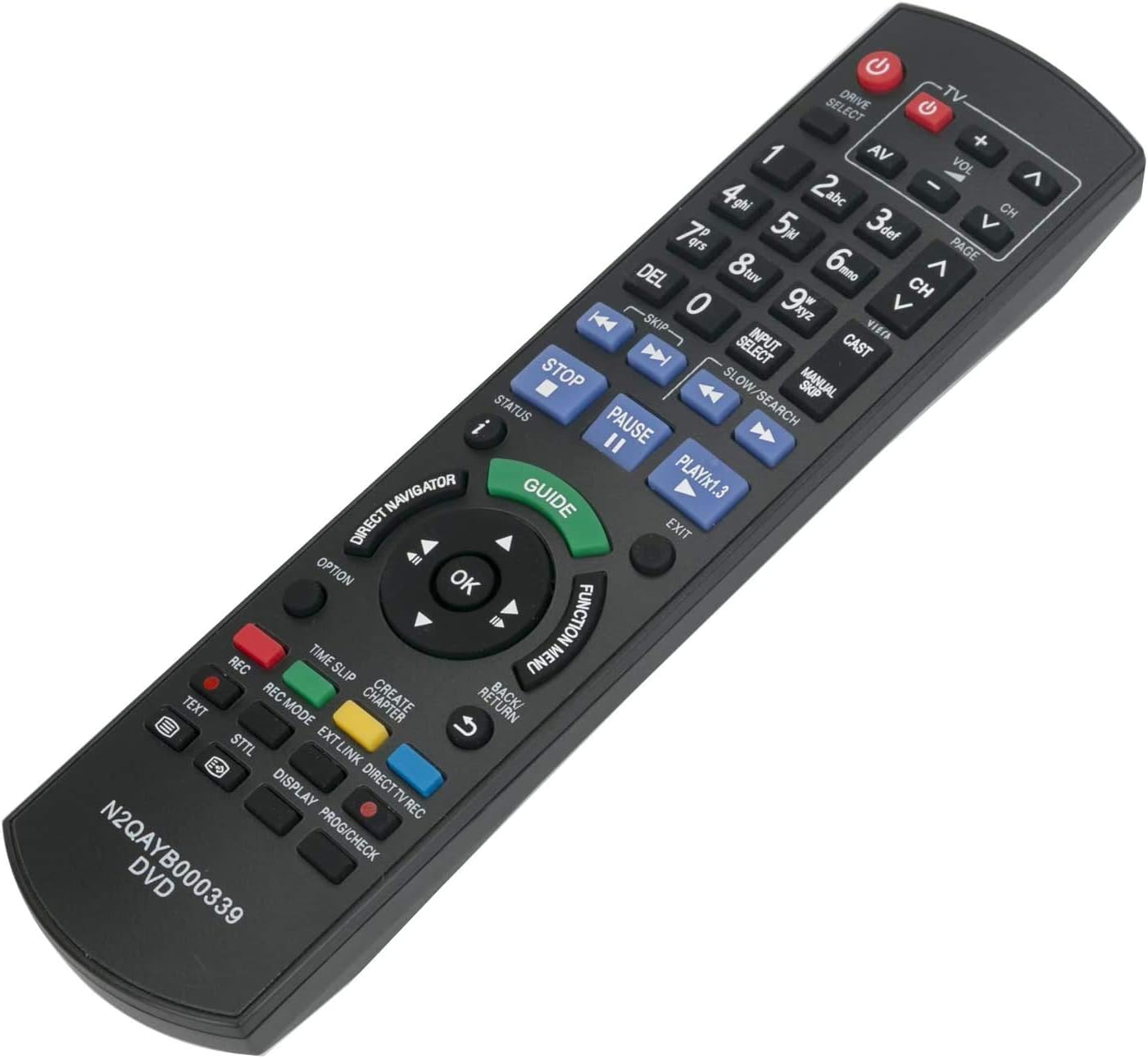 VINABTY N2QAYB000339 Remote Control replaced fit for Panasonic DVD Recorder DMR-XS350 DMR-XS350EBK, Black, Small - Image 4
