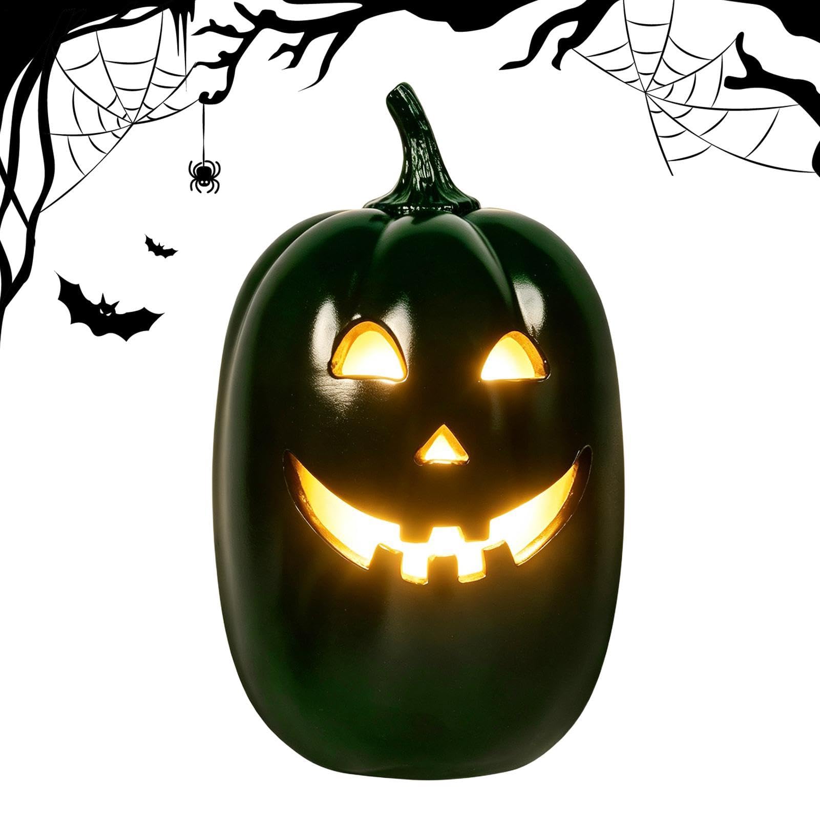 Halloween Pumpkin Lights - Lanterna in resina cava spettrale a batteria | Luci di Halloween Autunno Zucca Decorazione per la Casa Tavolo da Pranzo Camino Fattoria Ufficio Casa infestata Festa Vacanze