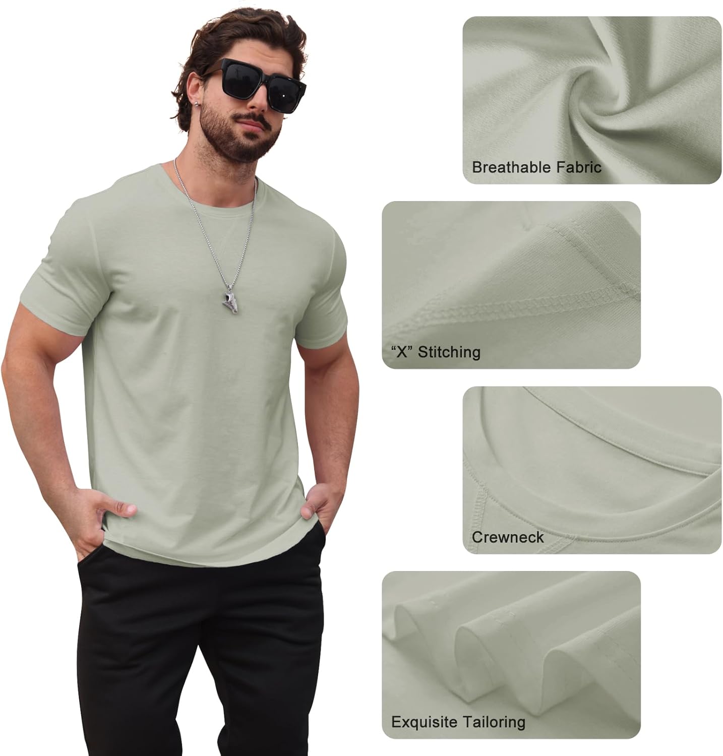 Mens T Shirts Casual Hipster Hip Hop Longline Crewneck Tee Shirts - Image 4