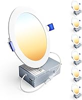 Ensenior 6-Pack 6 Inch Canless LED Recessed Lights, 5CCT Selectable 2700K-5000K, 1200LM Dimmable Wafer Thin, ETL Damp Rated ERL-12X-ETL