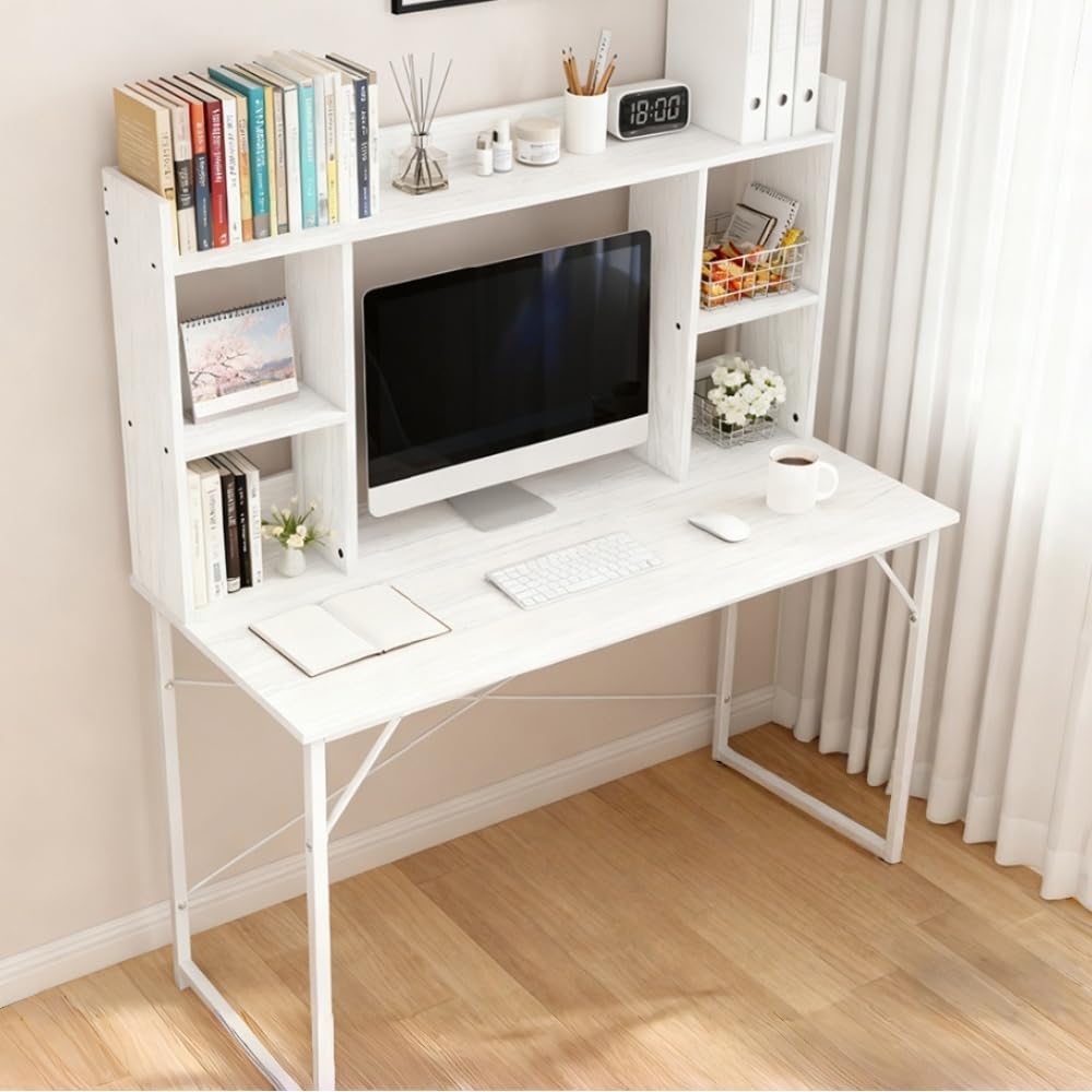 Amazon | N&S パソコンデスク ラック付き 幅100cm ホワイト木目