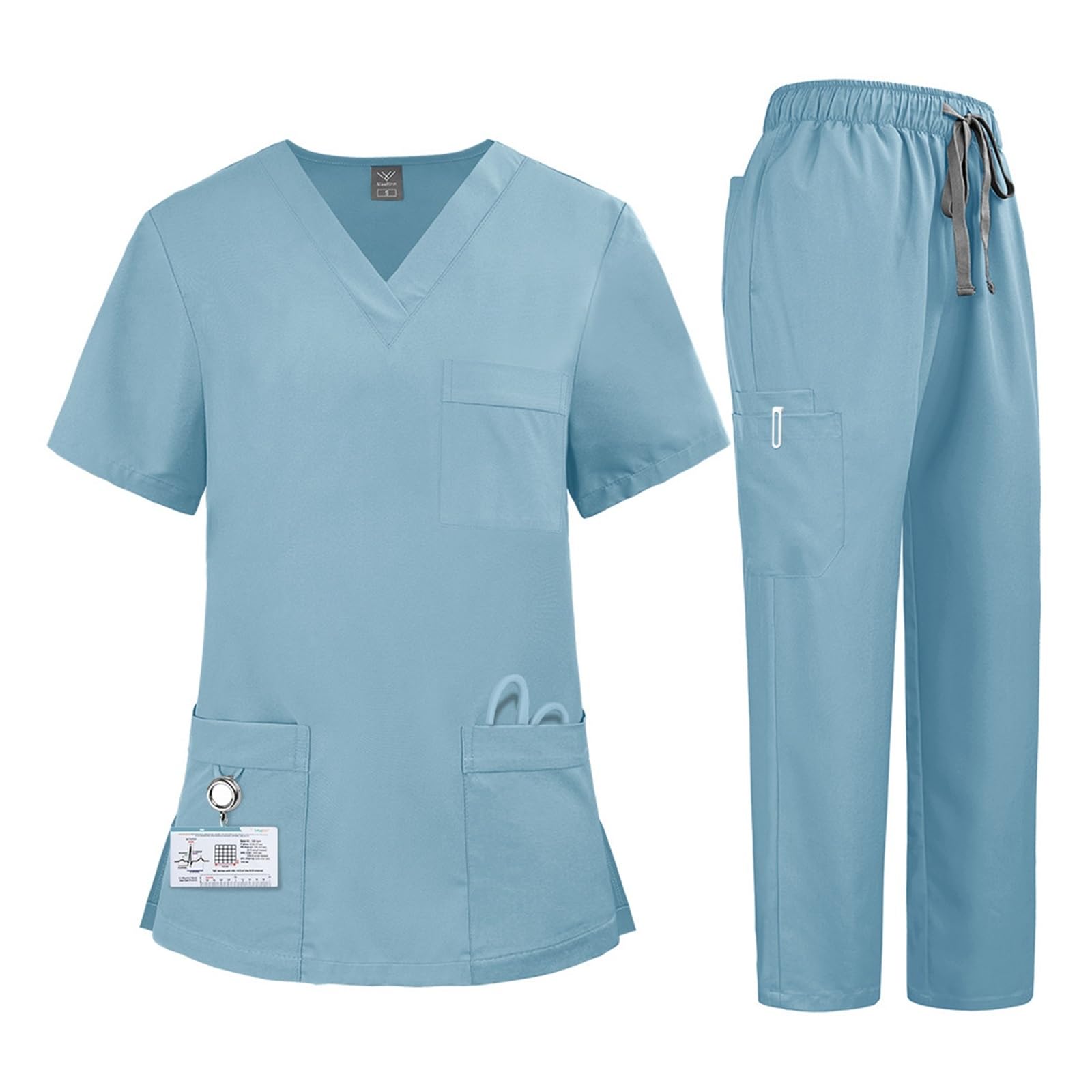 Uniforme De Enfermera Conjunto de dos piezas uniforme médico y enfermero secado rápido for hombres mujeres(Color5,L)