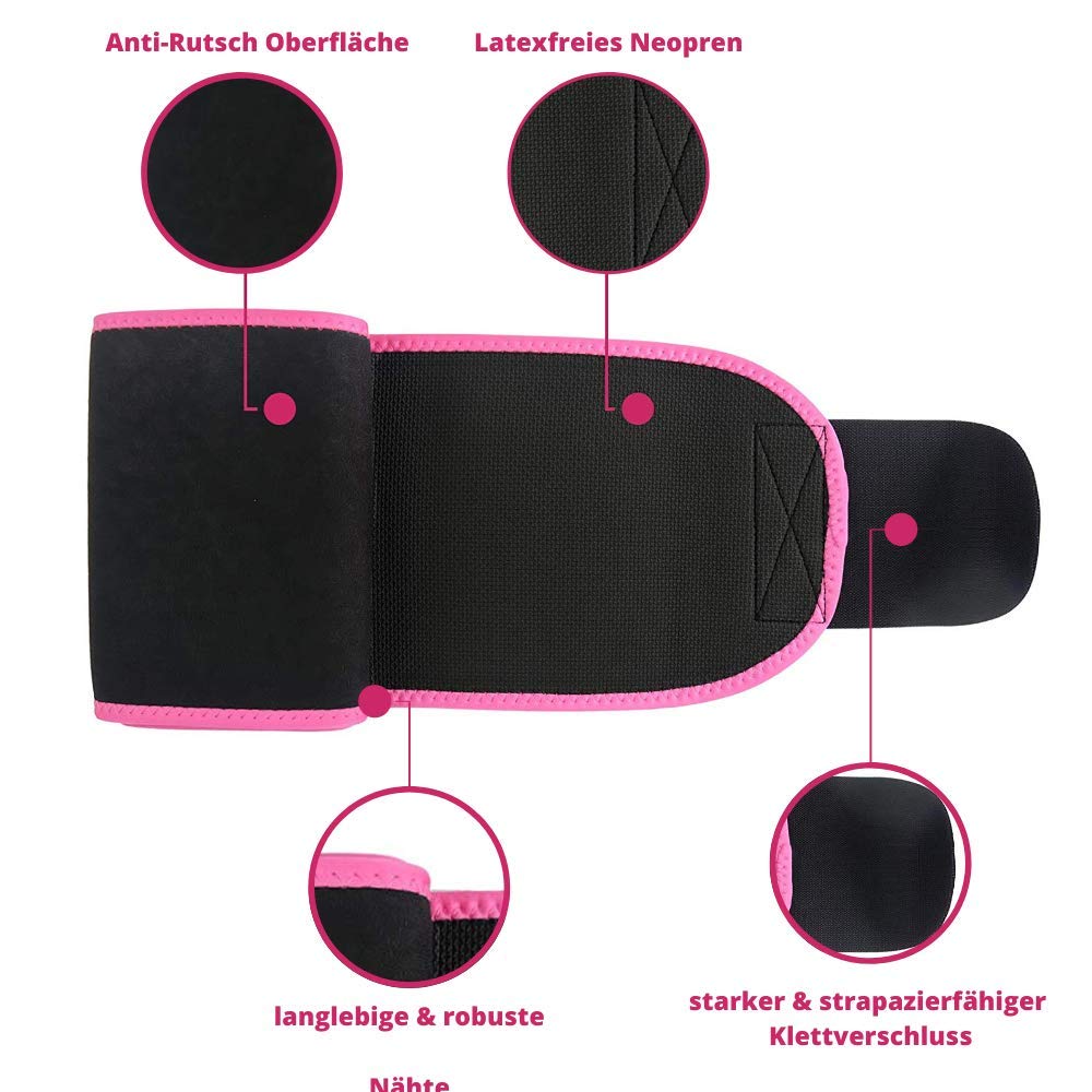 Bauchweggürtel Damen für Fitnesstraining | Fitness Bauchgürtel | Fettverbrenner für Bauch | Stomach Fat Burner Belt | Schwitzgürtel inkl. E-Book Trainingsplan, Sportarmband & Tasche
