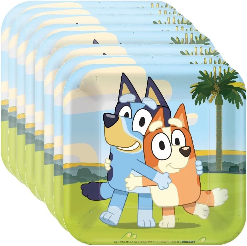 Amscan Bluey Birthday Party Supplies Bundle includes Dessert Cake Paper Plates - 24 Count and 1 Dinosaur Sticker Sheet - Image 3