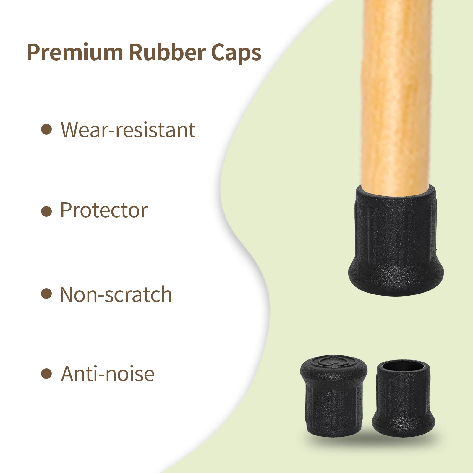 Protections de Sol pour Pieds de Chaise, Protections de Sol for Meubles de Jardin et terrasse, Embouts en Caoutchouc synthétique givré, Ronds, 24 mm, Type Droit, 4 pièces, Noir