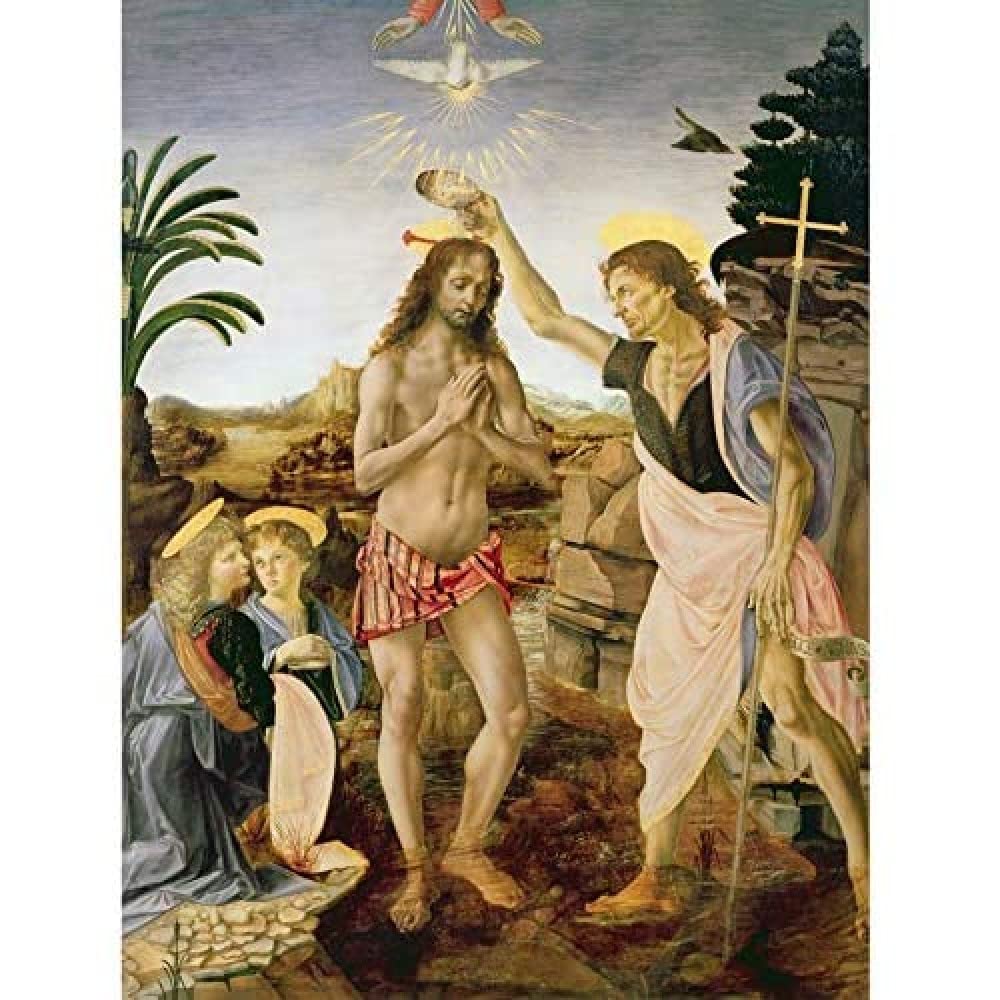 Artery8 Verrocchio Da Vinci The Baptism Of Christ Painting Unframed Wall Art Print Poster Home Decor Premium
