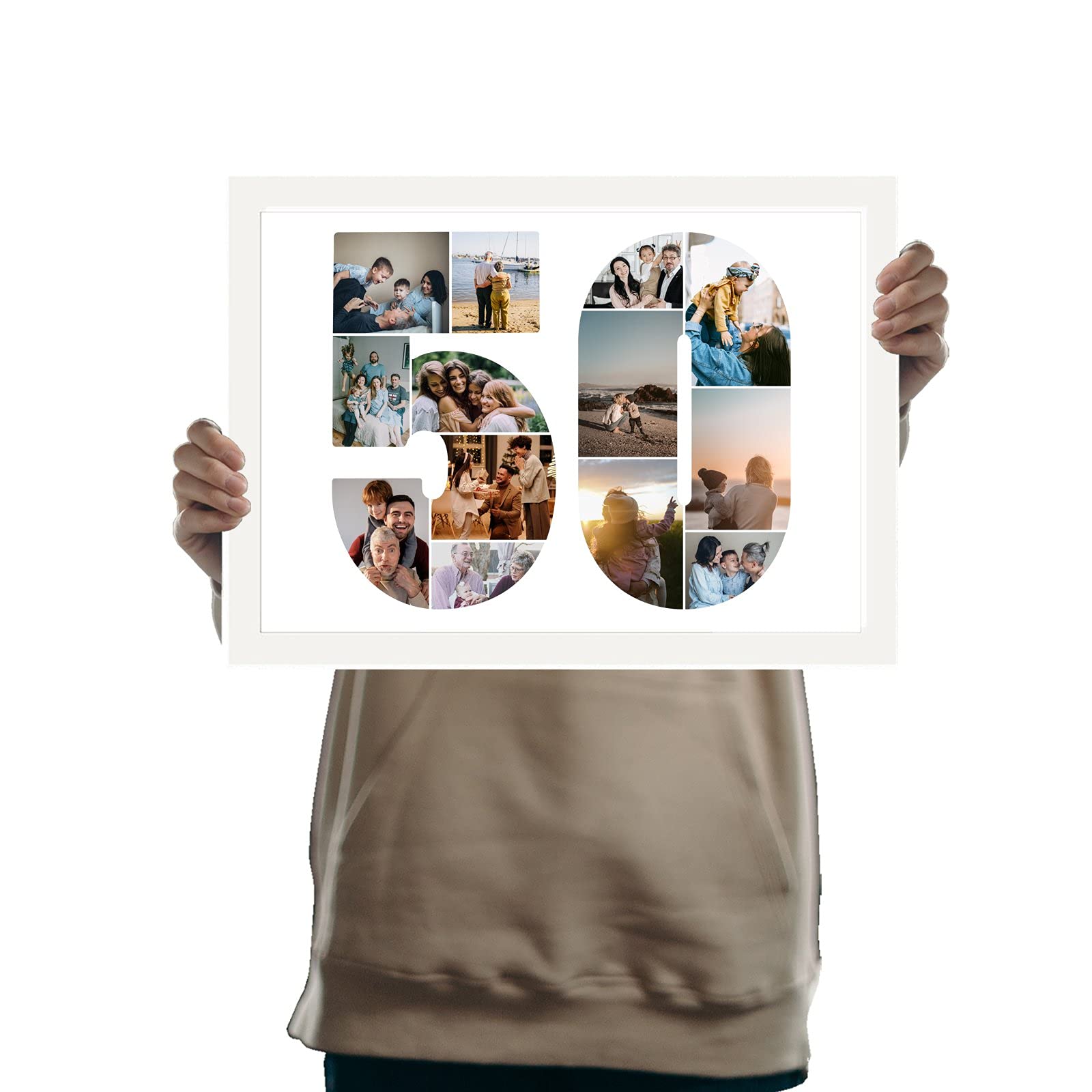 You Personalise 50th Birthday Personalised Photo Collage Framed White A4