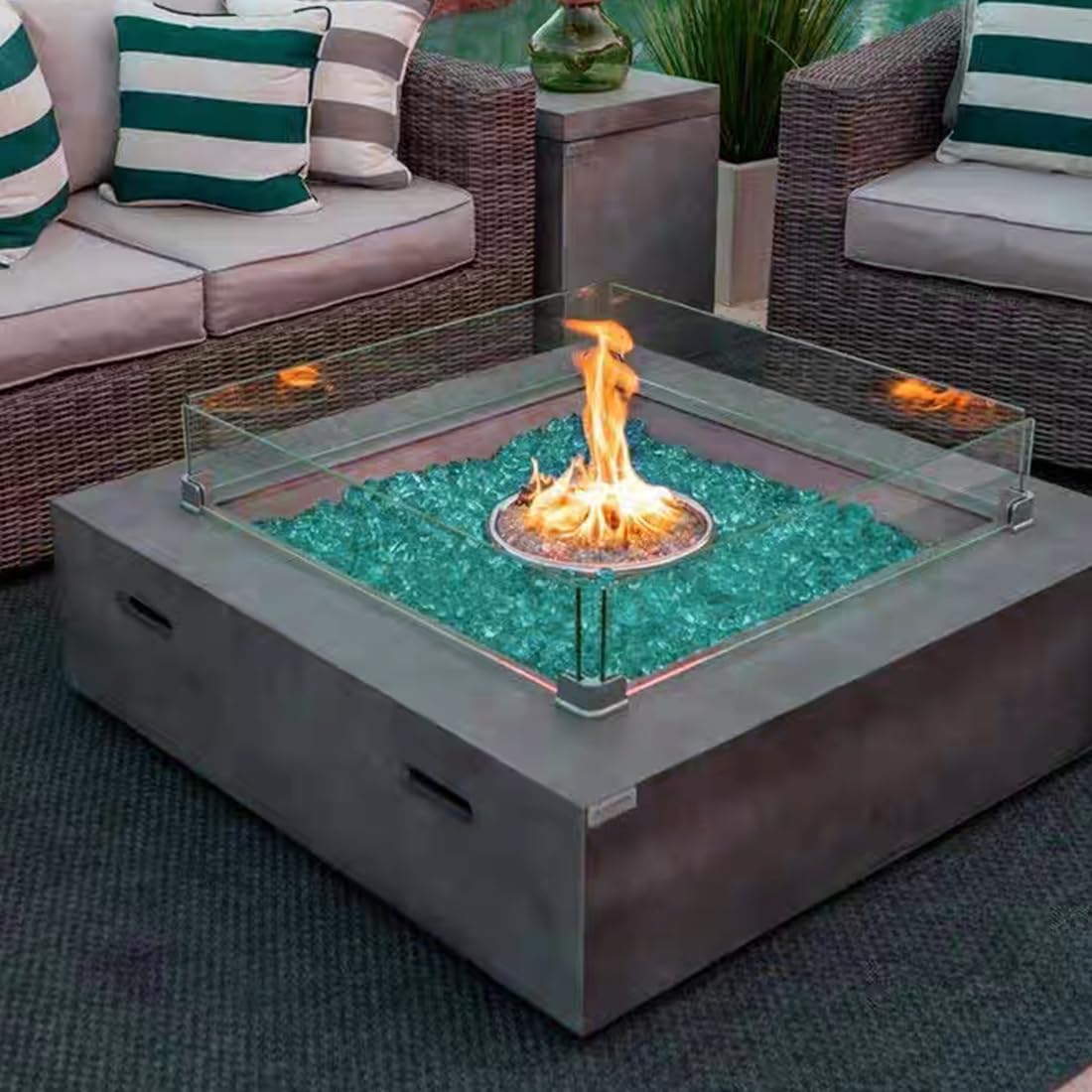 Fire Glass for Propane Fire Pit, 1/2 Inch High Reflective Fireplace Glass Rocks for Fire Pit Table, Fire Pit Glass Rocks for Outdoor Fire Table and Landscaping, 5 lbs, Light Green - Image 5