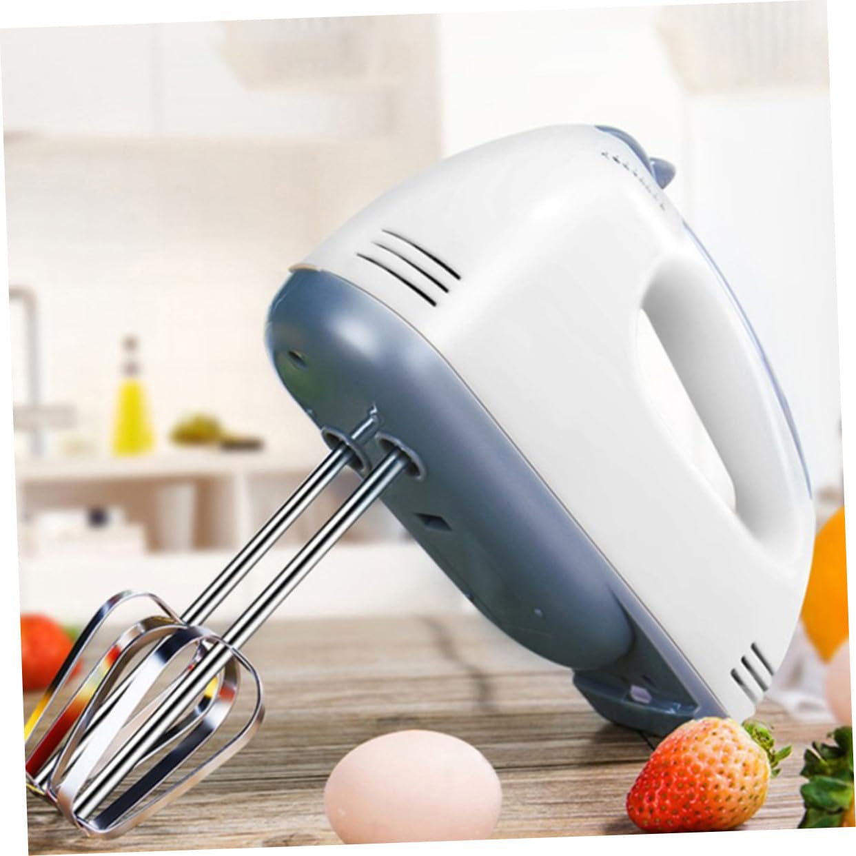Sbattitore a Mano Elettrico 7 Velocità in Plastica e Acciaio Inox Bianco | Sbattitore Mano Elettrico, per Casa e Pasticceria, per Amanti della Preparazione di Dolci in Cucina