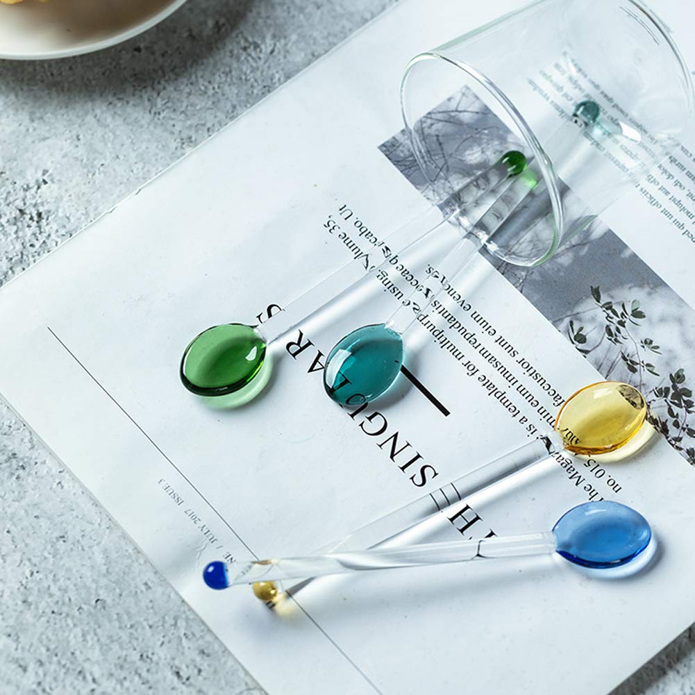 6 Pieces Glass Stirring Spoons Clear Crystal Coffee Cocktail Mixing Spoon Teaspoons Spiral Handle Salt Sugar Ice Cream Yogurt Jam Dessert Scoop Swizz
