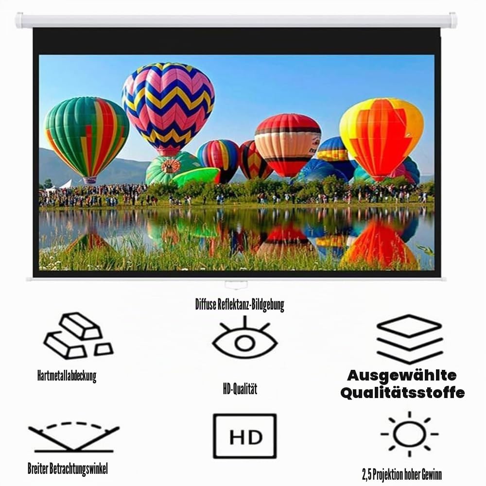 Rollo-Leinwand 16:9 Heimkino Beamer Leinwand Tragbare Projektionswand Wandmontage Projektion Leinwand 50 Zoll, 60 Zoll, 72 Zoll(4:3,50inch)