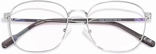 OPTOFENDY Lentes de bloqueo de luz azul de metal para mujeres y hombres, anteojos cuadrados para computadora, antifatiga ocular y protección UV
